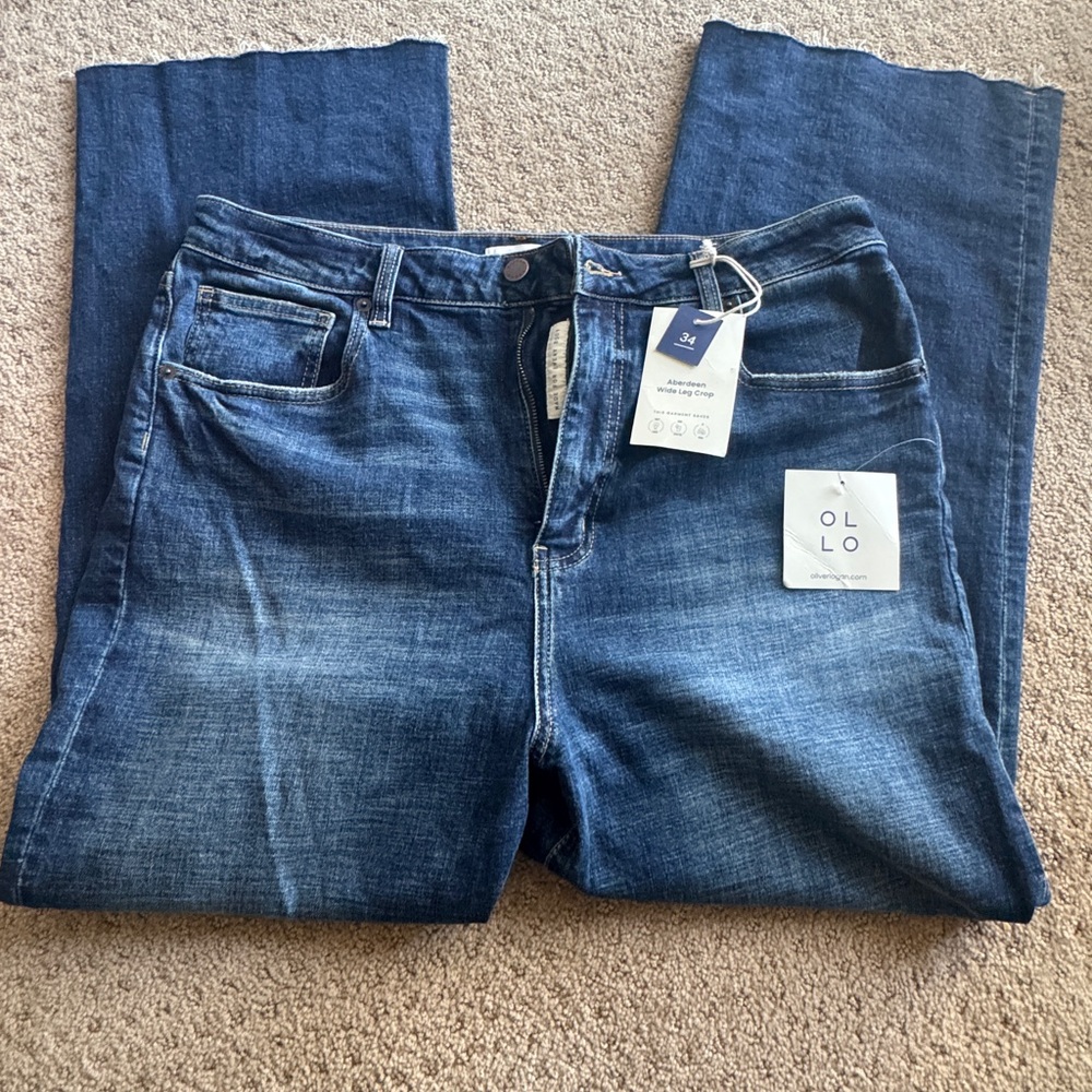 Blue Flare Wide Leg Jeans with Subtle Fading